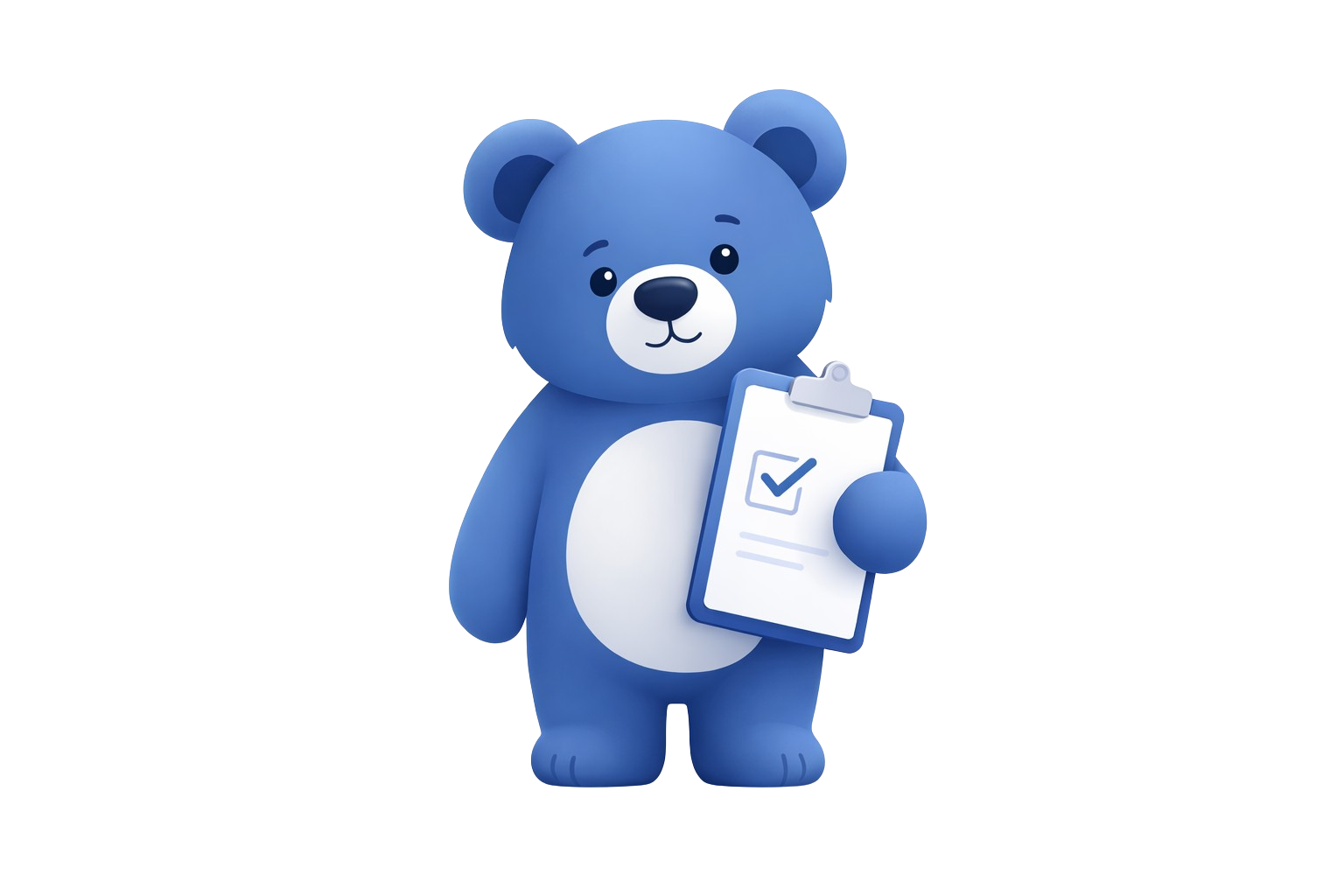Therapiebär Maskottchen — ein freundlicher blauer Bär mit Schutzschild