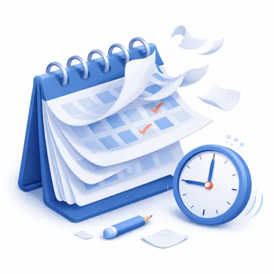 Kalender mit vergehender Zeit