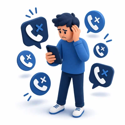 Frustrierte Person am Telefon
